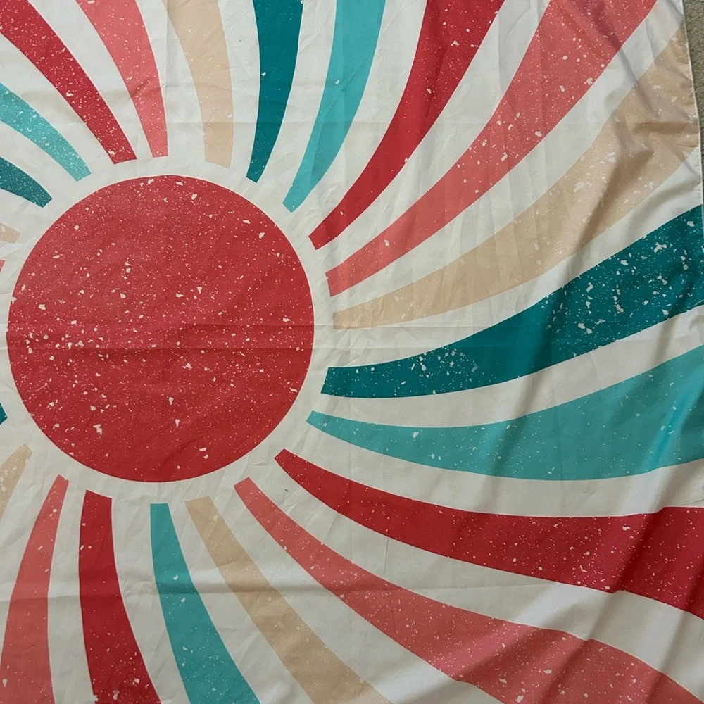 Sunburst Decorative Tapestry - Red, Teal, Beige